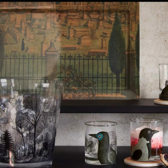 John Derian for Threshold Midnight Dreary Black Bird Glass Drinkware Set - Picture 8 of 9